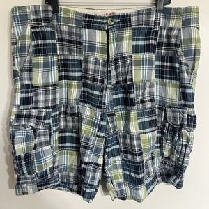 Plugg 40 x 10" Lightweight 100% Cotton Quilted Plaid Cargo Shorts Y2K Vintage